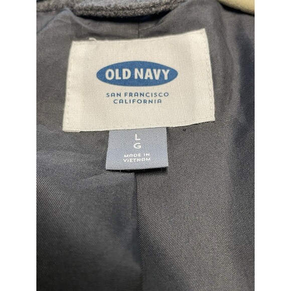 Old Navy PeaCoat Womens Lg Gray Double Breast Wool Blend Front Pockets Preowned - Picture 8 of 12